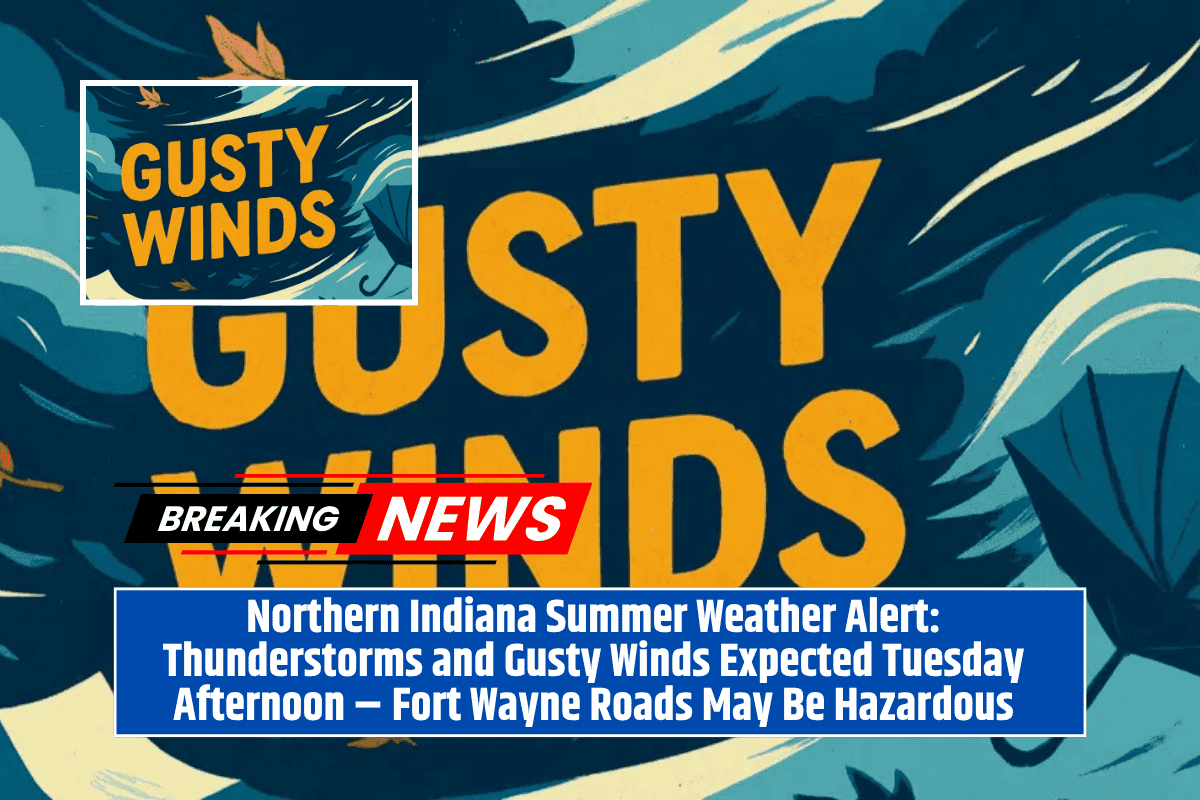 Northern Indiana Summer Weather Alert: Thunderstorms and Gusty Winds Expected Tuesday Afternoon – Fort Wayne Roads May Be Hazardous