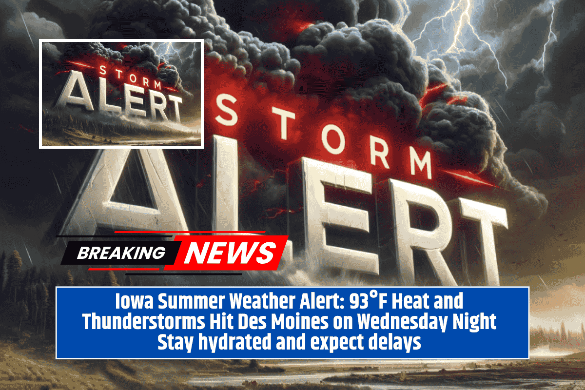 Iowa Summer Weather Alert: 93°F Heat and Thunderstorms Hit Des Moines on Wednesday Night Stay hydrated and expect delays