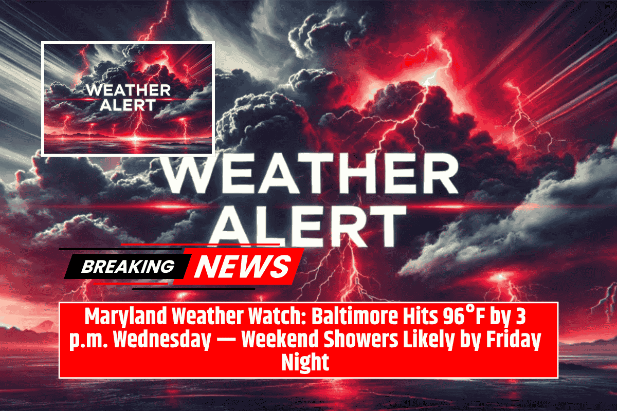 Maryland Weather Watch: Baltimore Hits 96°F by 3 p.m. Wednesday — Weekend Showers Likely by Friday Night