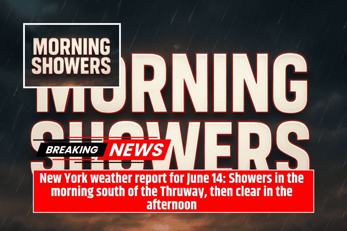 New York weather report for June 14: Showers in the morning south of the Thruway, then clear in the afternoon