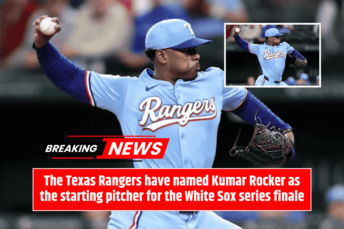 The Texas Rangers have named Kumar Rocker as the starting pitcher for the White Sox series finale