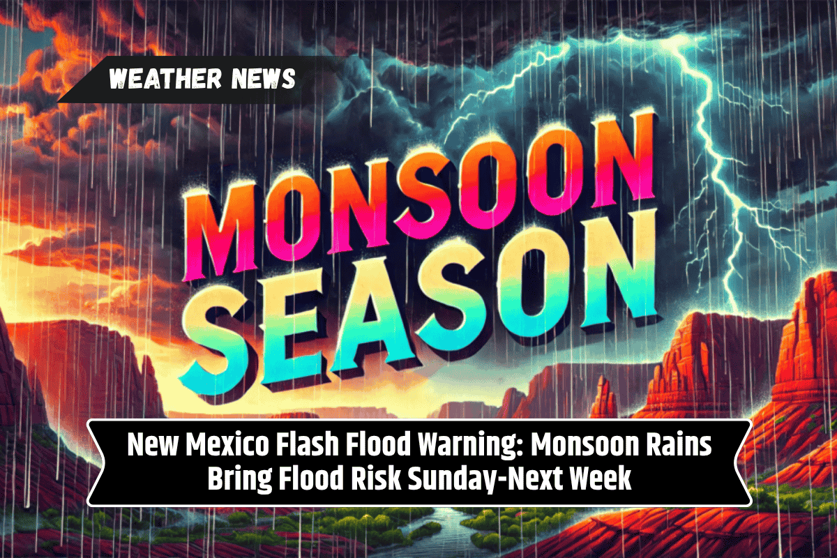 New Mexico Flash Flood Warning: Monsoon Rains Bring Flood Risk Sunday-Next Week