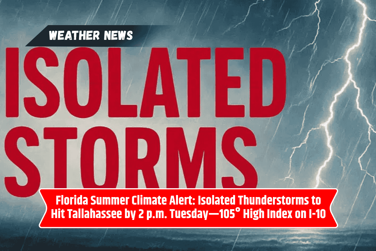 Florida Summer Climate Alert: Isolated Thunderstorms to Hit Tallahassee by 2 p.m. Tuesday—105° High Index on I-10