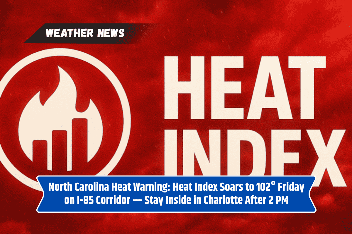 North Carolina Heat Warning: Heat Index Soars to 102° Friday on I-85 Corridor — Stay Inside in Charlotte After 2 PM