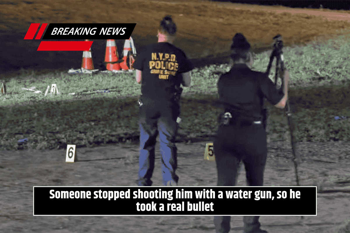 Someone stopped shooting him with a water gun, so he took a real bullet