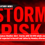 Kansas Weather Alert: Storms with 50 MPH winds and hail expected in Russell and Salina by Monday afternoon
