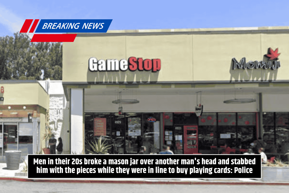 Men in their 20s broke a mason jar over another man's head and stabbed him with the pieces while they were in line to buy playing cards: Police