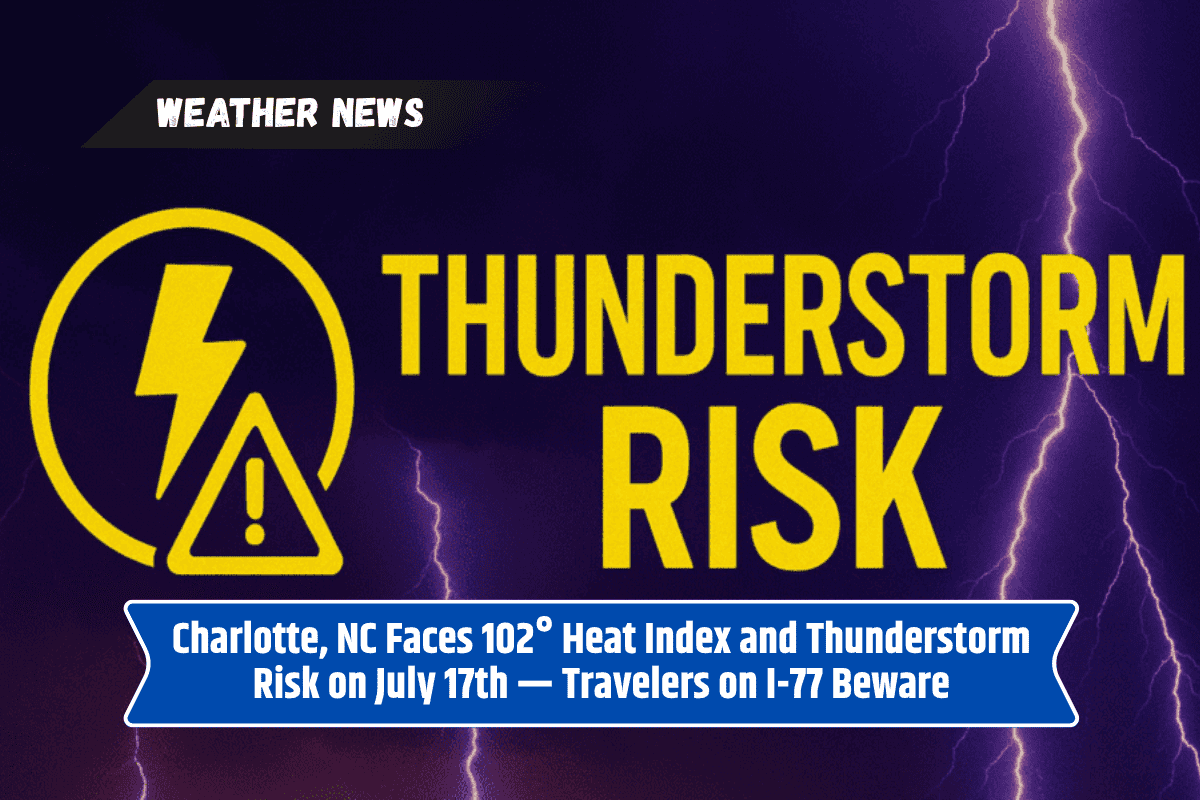 Charlotte, NC Faces 102° Heat Index and Thunderstorm Risk on July 17th — Travelers on I-77 Beware