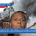 'Possessed by the devil': Mother allegedly went mad and stabbed her three children, murdering the four-year-old, because she felt they were evil, then set fire to their house