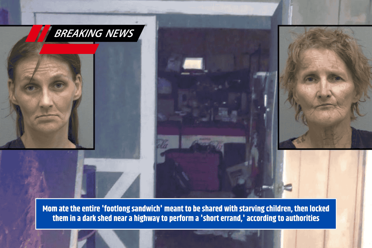 Mom ate the entire 'footlong sandwich' meant to be shared with starving children, then locked them in a dark shed near a highway to perform a 'short errand,' according to authorities